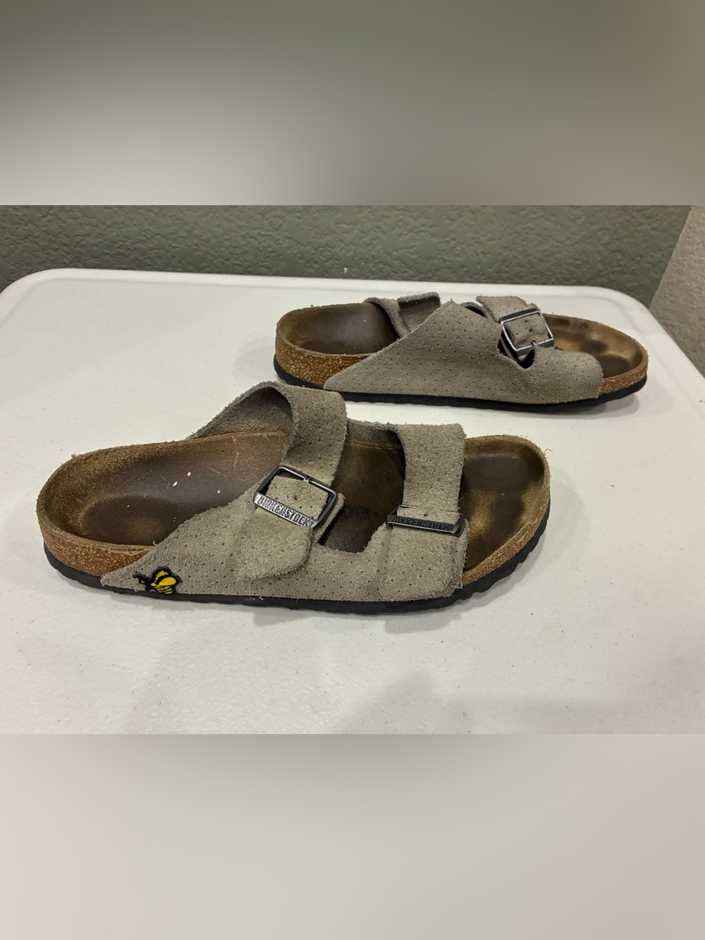 Birkenstock Women's 8.5 EU 39 Betula Arizona Suede Leather Beige Sandals Straps